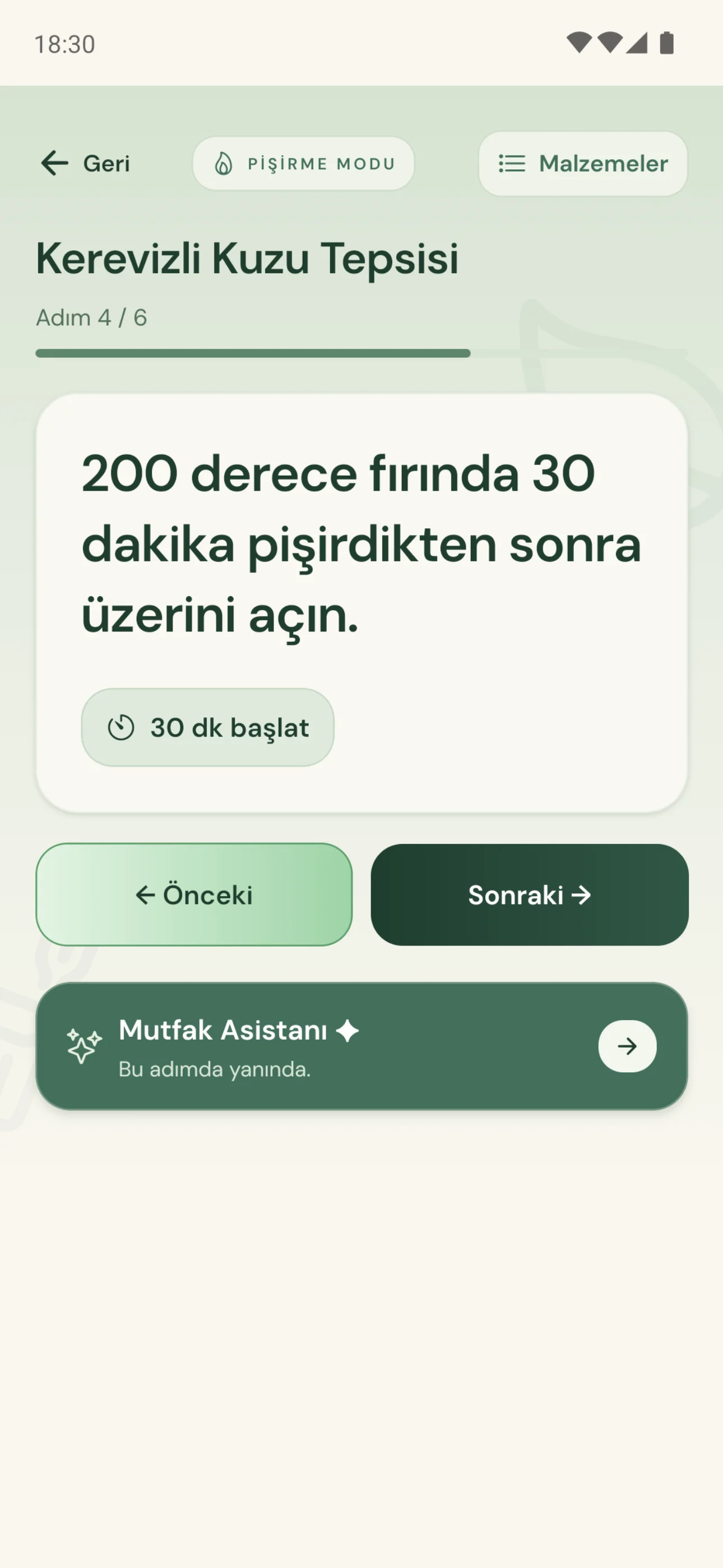 Maye pişirme modu: Kerevizli Kuzu Tepsisi, adım 4/6: 200 derece fırında 30 dakika pişirdikten sonra üzerini açın.